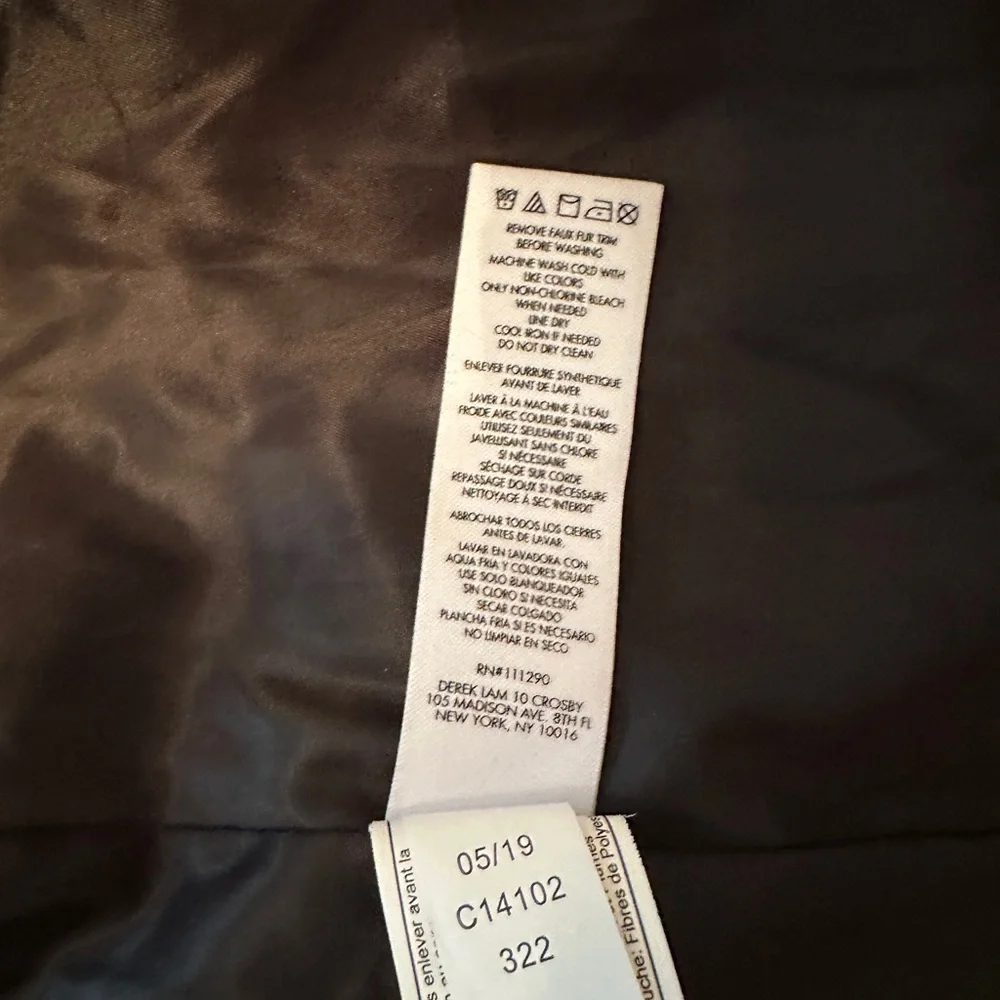 Derek Lam 10 Crosby Women's Black Puffer down Coat with Faux Fur Trim - Picture 11 of 11